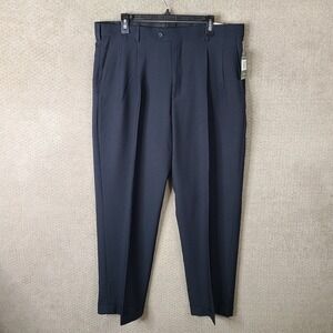 Covington Pants Mens 38x32 Navy Blue Pleated Front Perfect Pant Dress Slacks NEW